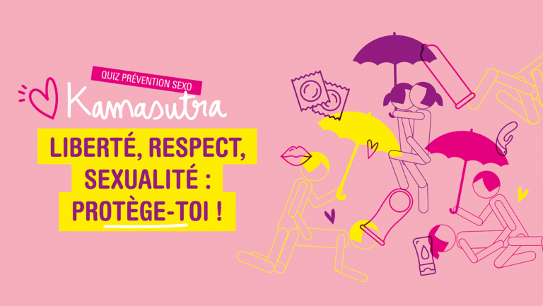 Affiche de prévention sexo : 'Liberté, respect, sexualité : protège-toi !'
